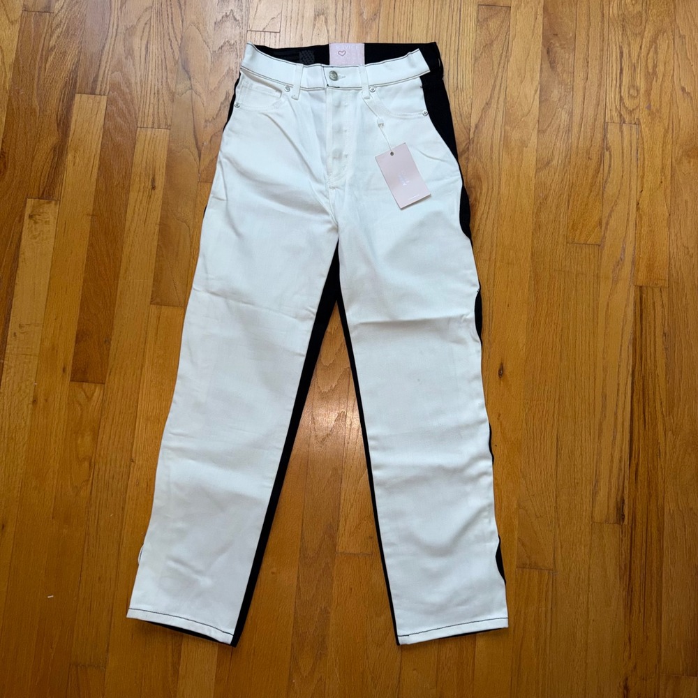 NEW Revice Denim Bold Straight Leg Two Tone Jeans Black White Streetwear Size 24